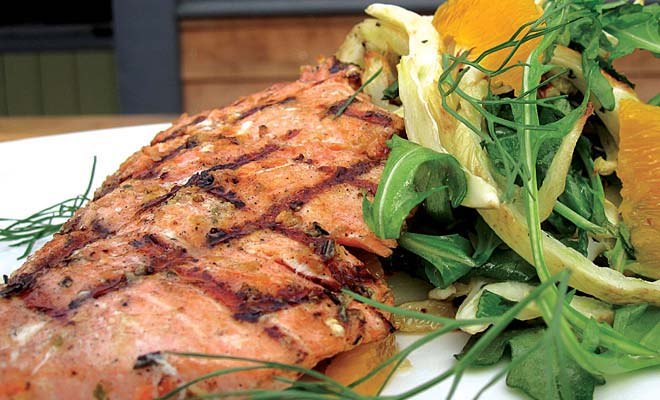 Spenard Roadhouse Salmon Marinated in Lemon and Rosemary