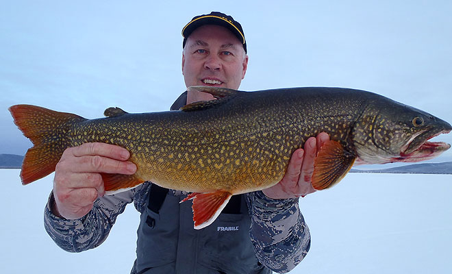 ice fishing on lake