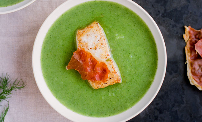 Dill Soup with Halibut