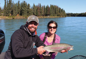 Fall rainbow trout fishing at King Salmondeaux Lodge