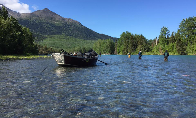 drift boat on upper Kenai River