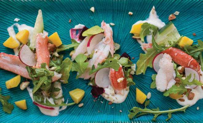 Alaskan Snow Crab, Cucumber, and Beet Salad with Gochujang Vinaigrette