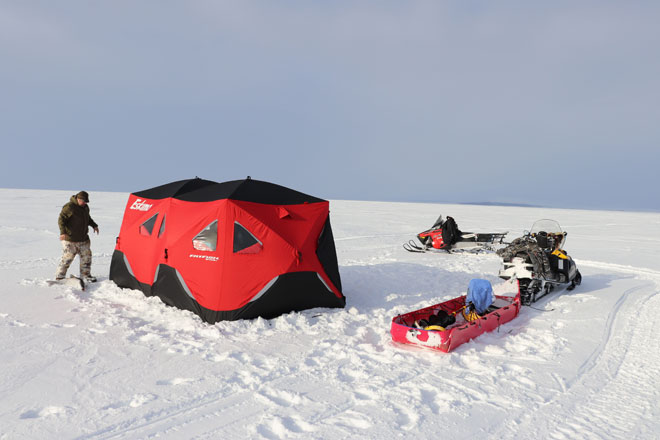 fish hut ice fishing